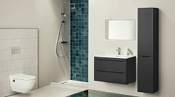 Style Line Мебель для ванной Бергамо Мини 70 подвесная черная Люкс антискрейтч Plus – фотография-13